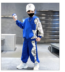 WZH301124-52 بدلة سبورت ولادي قطن قطعتين ( بلوزة + بنطلون)