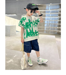 FU14042024-13 طقم ولادي قطعتين ( بلوزة + بنطلون)