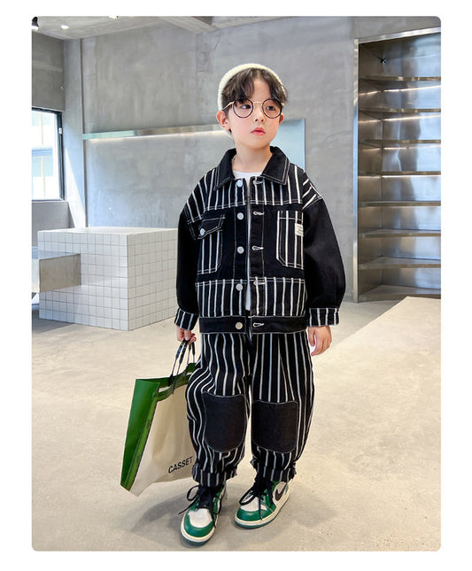 RM1227-16 طقم جينز ولادي قطعتين ( جكيت + بنطلون )