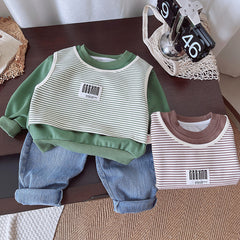 SSX220824-125 طقم جينز ولادي قطعتين ( بلوزة + بنطلون جينز) خريفي ربيعي