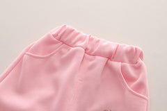 SSN040924-21 طقم بناتي قطن تقيل خريفي ربيعي قطعتين ( بلوزة + بنطلون)