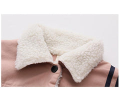 HBC040924-2 طقم بناتي شتوي مبطن فرو بالكامل قطعتين ( جكيت + بنطلون )