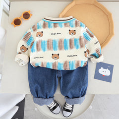 RM0608-20 طقم ولادي قطعتين ( بلوزة قطنية + بنطلون جينز )