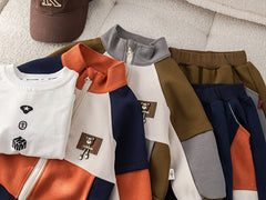 SSX220824-121 بدلة 3 قطع قطن  خريفي ربيعي دافي ( بلوزة + جكيت + بنطلون)