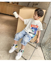 FU14042024-27 طقم ولادي قطعتين ( بلوزة + شورت)