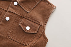 SSX220824-161 طقم ولادي 3 قطع ( بلوزة + فست جينز + بنطلون جينز)