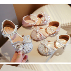 WDY260924-3 صندل بناتي مزين بالدانتيل والستراس واللولو