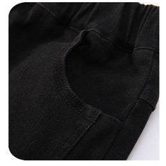 RM110825-11 بنطلون جينز اسود قصة عصرية