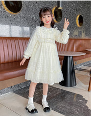 RM1231-05 فستان بناتي ناعم مزين باللولو لأعياد الميلاد والحفلات