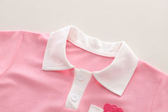 SSN040924-11 طقم بناتي صيفي قطعتين ( بلوزة + بنطلون)