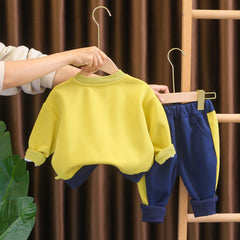 SSN040924-9   طقم ولادي قطن خريفي ربيعي تقيل قطعتين ( بلوزة + بنطلون )