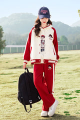 RM090424-3 بدلة سبورت قطني بناتي 3 قطع ( بلوزة + جكيت + بنطلون )