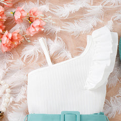 EU120424-28 طقم بناتي 3 قطع ( بلوزة + شورت + طاقية)