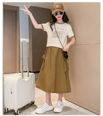 RM150424-24 طقم بناتي صيفي قطعتين ( بلوزة + تنورة )