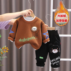 SSX220824-20 طقم شتوي مبطن جواه فرو تقيل قطعتين ( بلوزة + بنطلون)