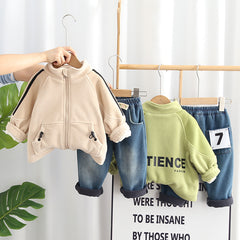 SSN040924-14 طقم شتوي تقيل مبطن بالكامل ( جكيت + بنطلون جينز مبطن )