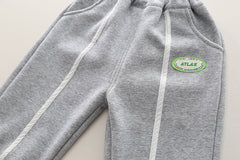 SSX220824-19 طقم ولادي شتوي تقيل مبطن فرو بالكامل قطعتين ( بلوزة + بنطلون)