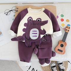 SSX220824-133 طقم شتوي تقيل مبطن فرو بالكامل قطعتين ( بلوزة + بنطلون)