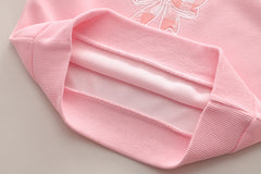 SSN040924-21 طقم بناتي قطن تقيل خريفي ربيعي قطعتين ( بلوزة + بنطلون)