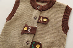 SSX220824-138 طقم ولادي خريفي ربيعي 3 قطع ( قميص + فست صوف + بنطلون كتان)