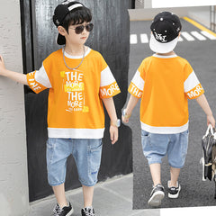 FU14042024-64 طقم ولادي صيفي قطعتين ( بلوزة + بنطلون)