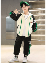 WZS040924-15 طقم ولادي قطني قطعتين تريننج ( جكيت + بنطلون)