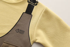 SSX220824-112 طقم ولادي خريفي ربيعي قطعتين ( بلوز قطنية + بنطلون كتان)