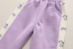 SSN040924-7 طقم بناتي قطن دافي خريفي ربيعي 3 قطع ( جكيت + بنطلون + حقيبة )