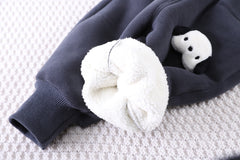 SSX220824-36 طقم ولادي شتوي تقيل مبطن فرو بالكامل قطعتين ( بلوزة + بنطلون)