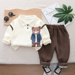 SSX220824-24 طقم ولادي شتوي قطن من جواه فرو تقيل قطعتين ( بلوزة + بنطلون)