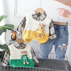 AS-2589B طقم ولادي 3 قطع ( فست صوف + قميص مصوف + بنطلون جينز )