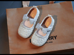 WDY260924-1 حذاء بناتي للمناسبات مزين الستراس والدانتيل