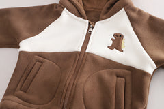 SSX220824-21 طقم ولادي شتوي تقيل مبطن فرو بالكامل 3 قطع ( جكيت + حقيبة + بنطلون)