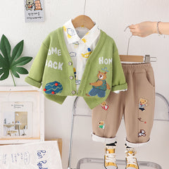 SSN040924-45 طقم تقيل خريفي شتوي ربيعي 3 قطع ( جكيت + قميص + بنطلون)