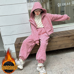 WZH191124-23 بدلة سميكة شتوي مبطنة فرو ( جكيت + بنطلون)