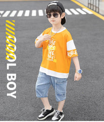 FU14042024-64 طقم ولادي صيفي قطعتين ( بلوزة + بنطلون)