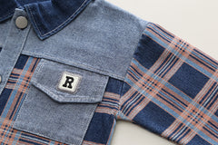 RM231223-39 طقم جينز 3 قطع ( جكيت + بلوز قطنية+ بنطلون)