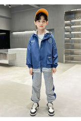 WZ261124-12 بدلة ولادي قطن مع ستان قطعتين ( جكيت + بنطلون ) ربيعي صيفي خريفي