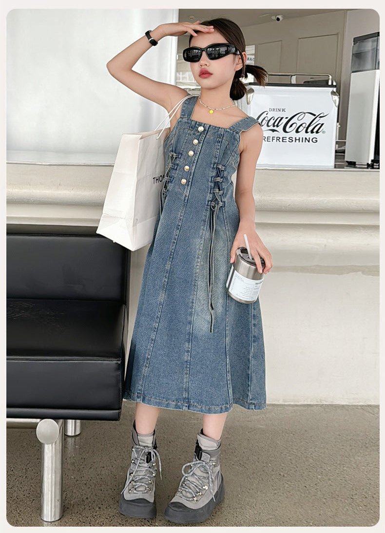 RM150424-28 فستان جينز ناعم وأنيق