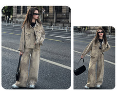 WZH191124-15 طقم جينز قطعتين ( جكيت + بنطلون)