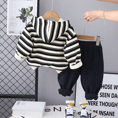 SSX220824-59  طقم ولادي شتوي تقيل مبطن فرو بالكامل قطعتين ( بلوزة + بنطلون)