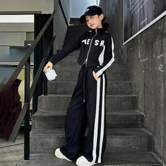 WZH191124-22 بدلة سبورت قطن خريفي قطعتين ( بلوزة + بنطلون) نخب أول