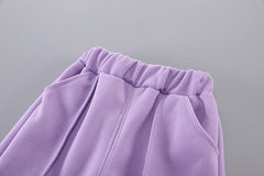 SSN040924-68 طقم بناتي قطن خريفي ربيعي دافي قطعتين ( جكيت + بنطلون)