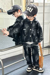 RM1227-32 طقم جينز قطعتين ( جكيت + بنطلون ) خريفي تقيل