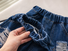 SSX220824-109 طقم ولادي قطعتين ( بلوزة + بنطلون جينز)