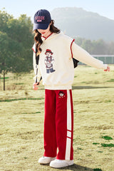 RM090424-3 بدلة سبورت قطني بناتي 3 قطع ( بلوزة + جكيت + بنطلون )