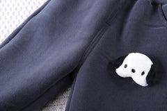 SSX220824-36 طقم ولادي شتوي تقيل مبطن فرو بالكامل قطعتين ( بلوزة + بنطلون)