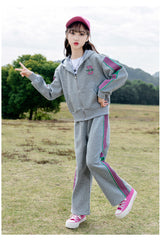 RM090424-7 طقم رياضي قطني بناتي قطعتين ( جكيت + بنطلون)