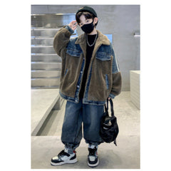 WZH301124-61 طقم شتوي ولادي قطعتين ( جكيت + بنطلون ) مبطن فرو تقيل بالكامل مناسب للثلج والاجواء شديدة البرد