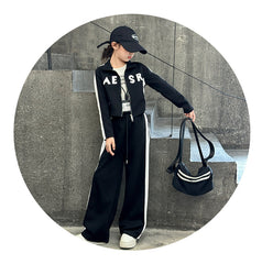 WZH191124-22 بدلة سبورت قطن خريفي قطعتين ( بلوزة + بنطلون) نخب أول